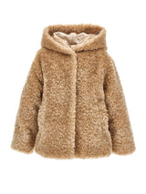 Giacca peluche con cappuccio Giubbotto Beige Autunno/Inverno